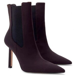 NEW Good American Neoprene Pointed Toe Chelsea Heeled Bootie in Brown Sz. 7